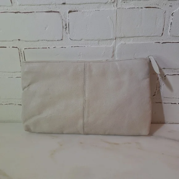 Vintage 80s 90s White fauLeather Ruched Formal Handbag Purse Clutch 11" - Picture 7 of 7
